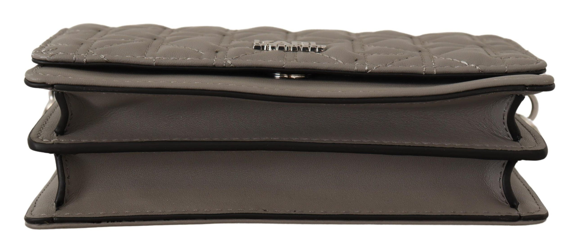 Karl Lagerfeld Elegant Grey Leather Crossbody Bag - ACCEXO