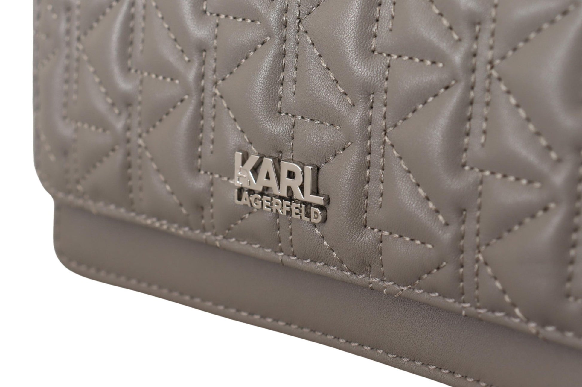 Karl Lagerfeld Elegant Grey Leather Crossbody Bag - ACCEXO