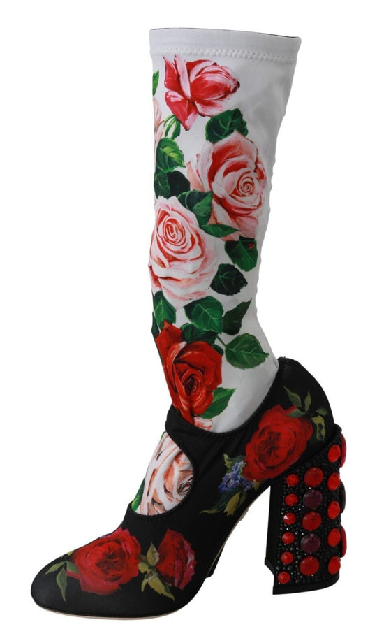 Dolce & Gabbana Floral Embellished Socks Boots