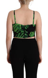 Dolce & Gabbana Elegant Leaf Print Halter Cropped Top