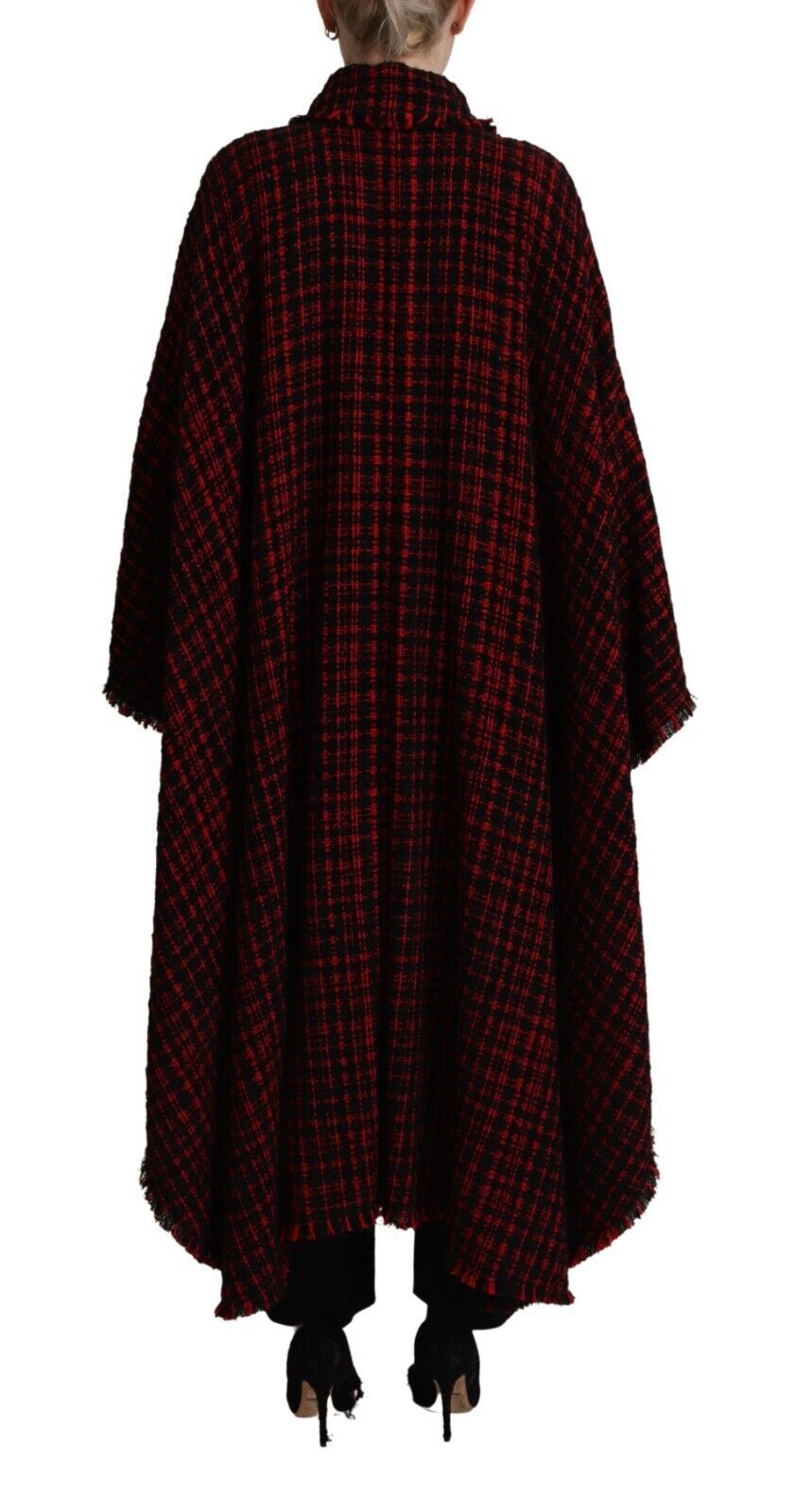 Dolce & Gabbana Elegant Red & Black Long Sleeve Overcoat Jacket - ACCEXO
