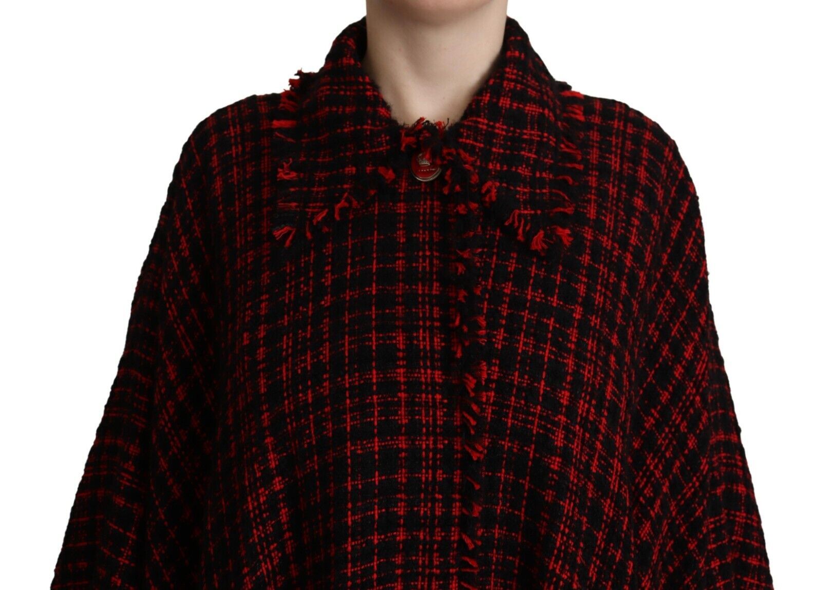 Dolce & Gabbana Elegant Red & Black Long Sleeve Overcoat Jacket - ACCEXO