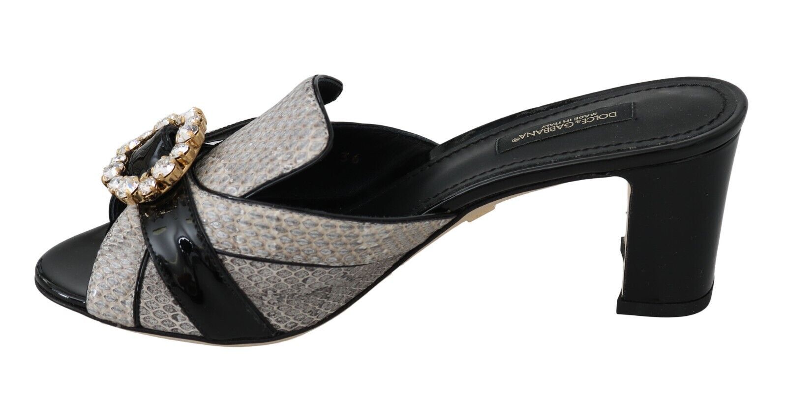Dolce & Gabbana Crystal-Embellished Exotic Leather Sandals - ACCEXO