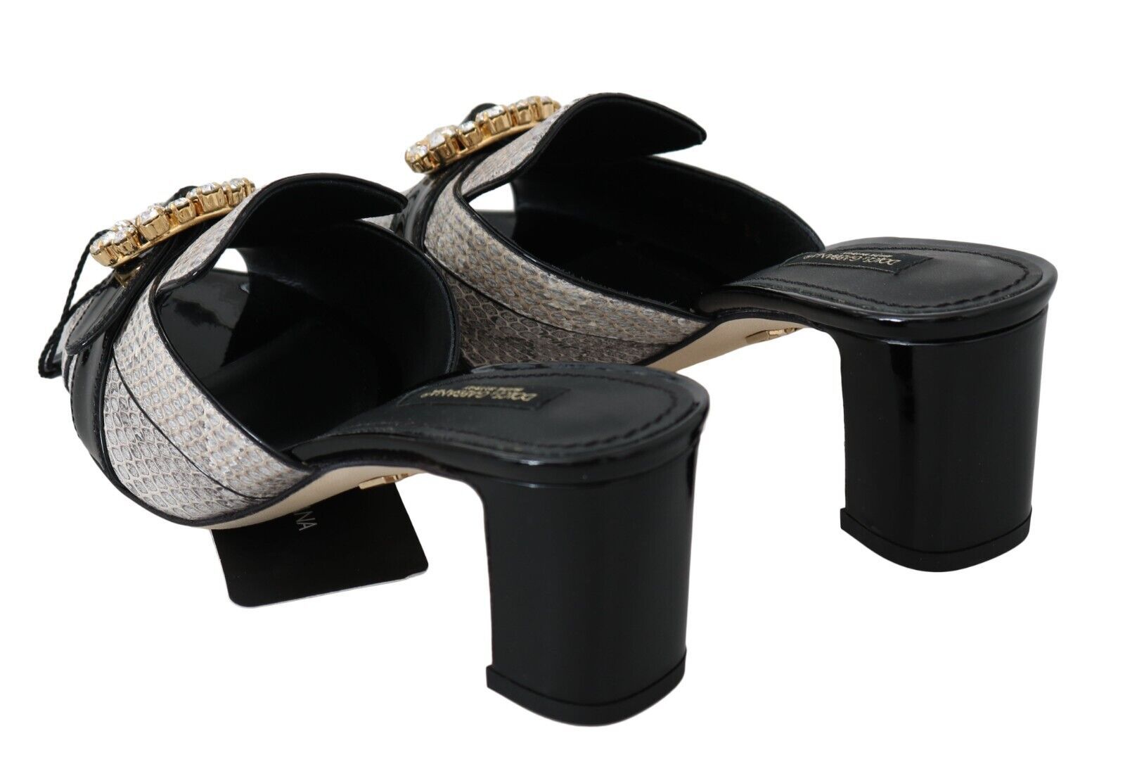 Dolce & Gabbana Crystal-Embellished Exotic Leather Sandals - ACCEXO