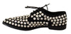 Dolce & Gabbana Elegant Crystal-Embellished Lace-Up Flats