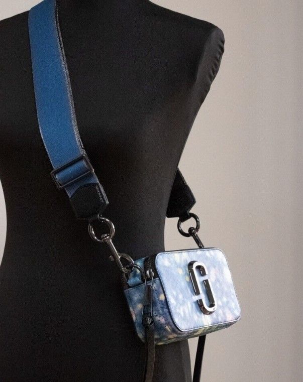 Marc Jacobs The Snapshot bag Watercolor Blue Printed Leather Shoulder Bag Purse - ACCEXO