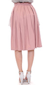 Elegant Pleated Knee-length Skirt in Pink and Gray