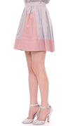 Sleek Pleated Mini Skirt in Pink and Gray