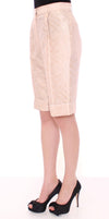 Exclusive Beige Brocade Above Knee Shorts