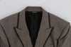 Elegant Brown Silk Two-Button Slim Blazer