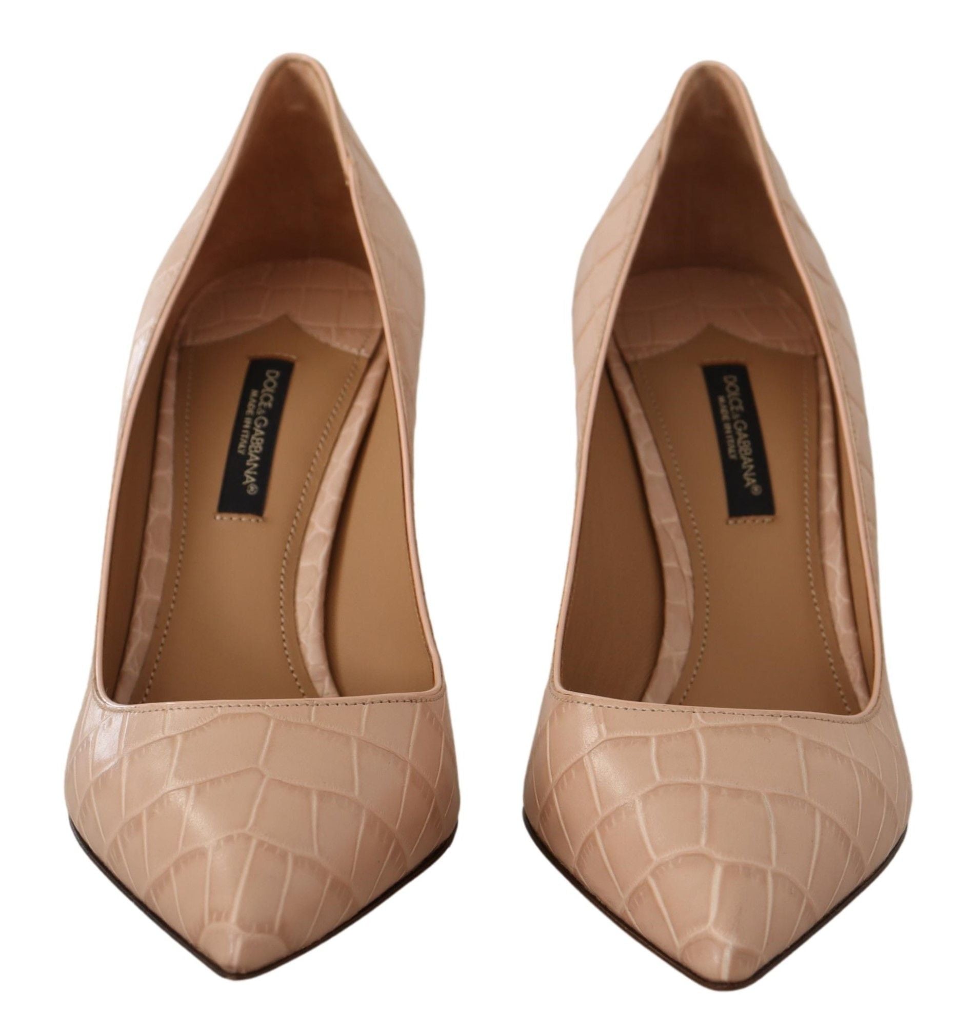 Dolce & Gabbana Elegant Nude Leather Kitten Heels Pumps - ACCEXO