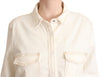 Levi's Elegant White Long Sleeve Collared Polo Top