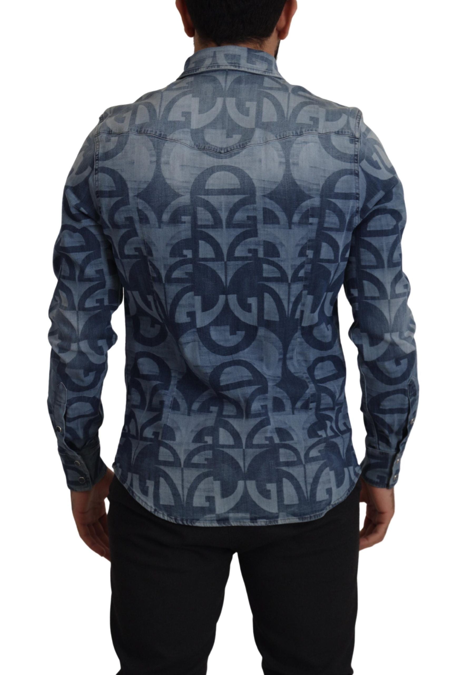 Dolce & Gabbana Elegant Slim Fit Casual Blue Men's Shirt - ACCEXO