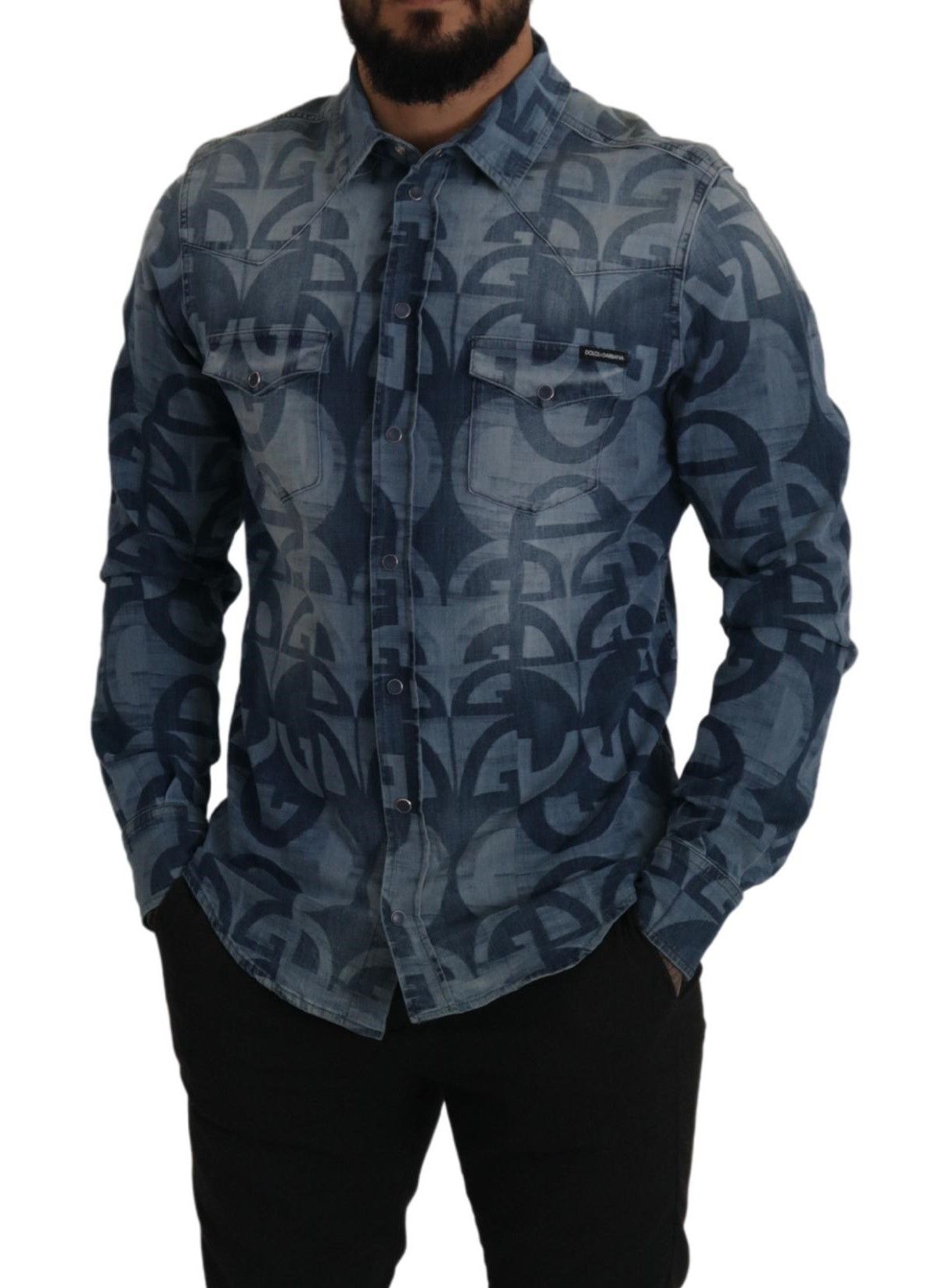 Dolce & Gabbana Elegant Slim Fit Casual Blue Men's Shirt - ACCEXO