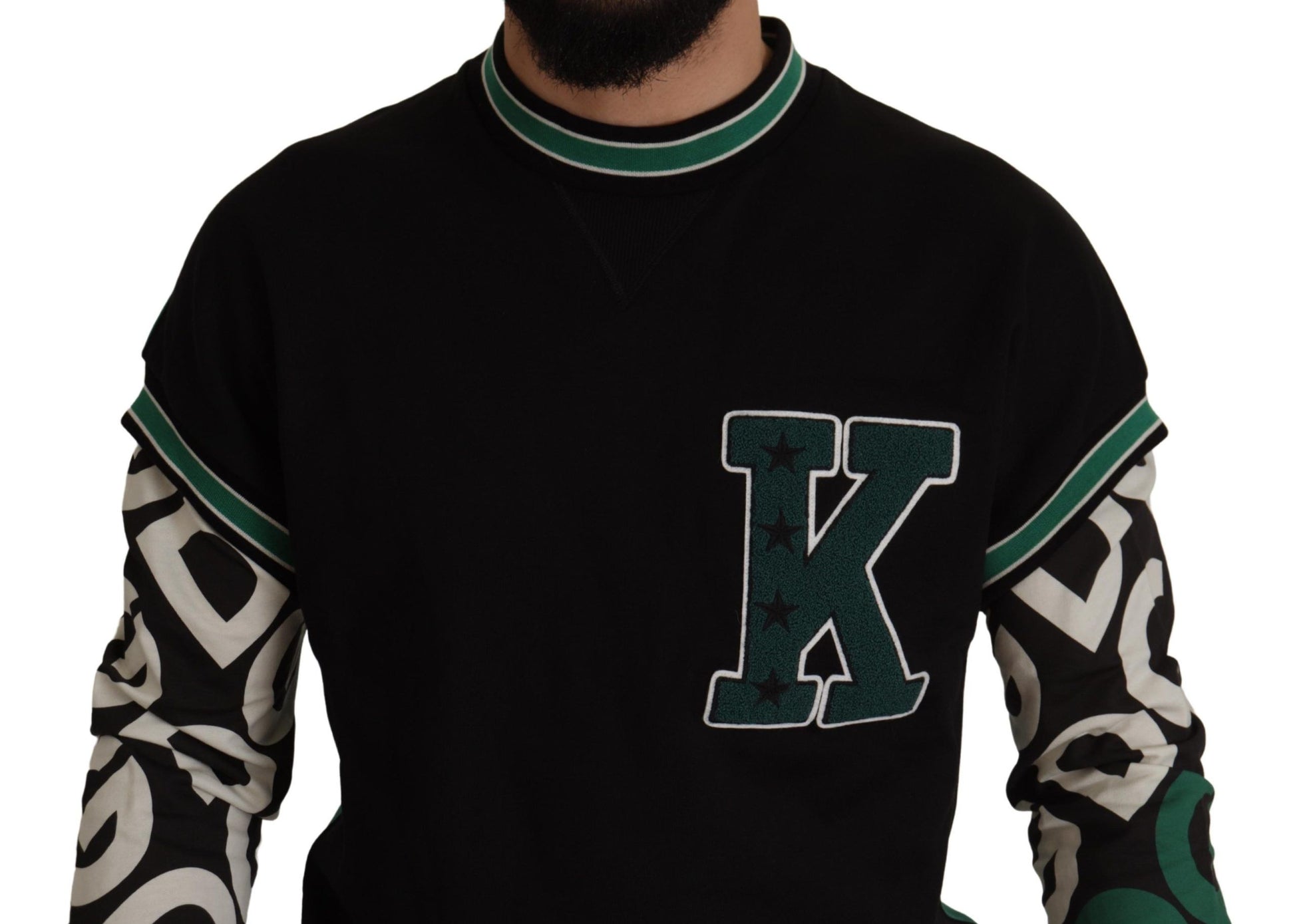 Dolce & Gabbana Regal Crewneck Pullover Sweater - Black & Green - ACCEXO