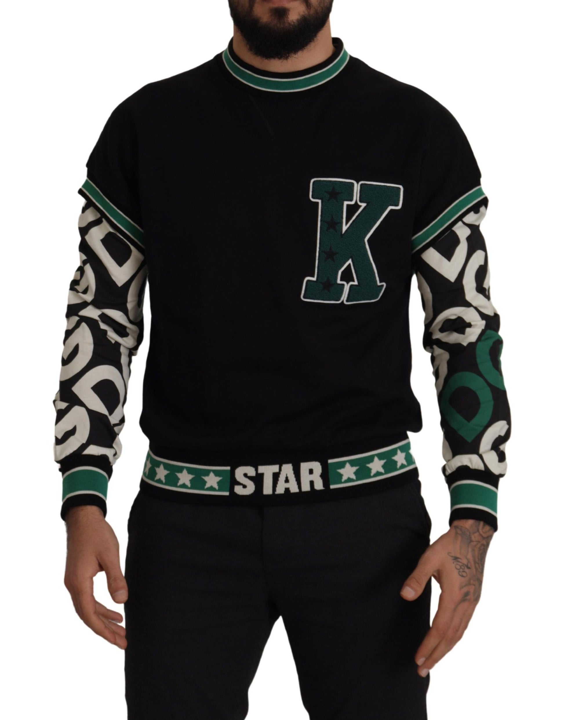 Dolce & Gabbana Regal Crewneck Pullover Sweater - Black & Green - ACCEXO