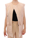 Exquisite Beige Brocade Sleeveless Jacket Vest