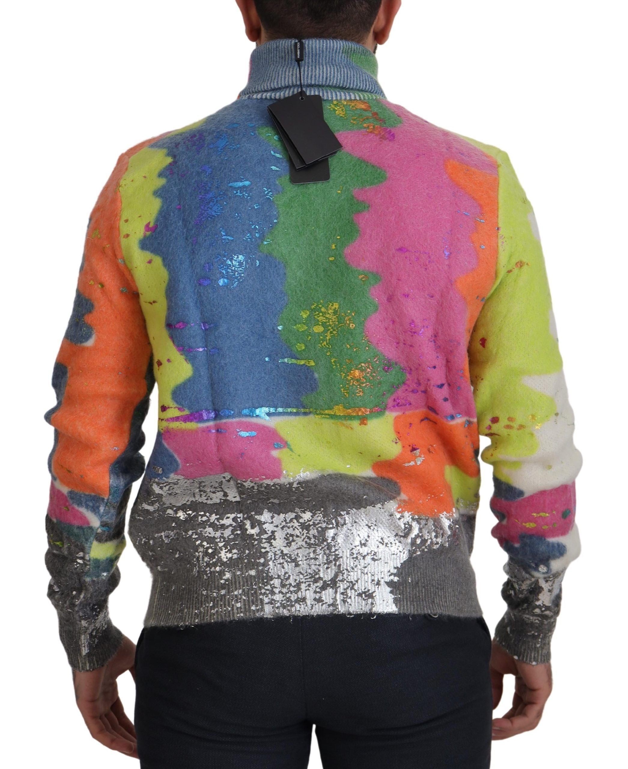 Dolce & Gabbana Multicolor Turtleneck TV Motive Sweater - ACCEXO