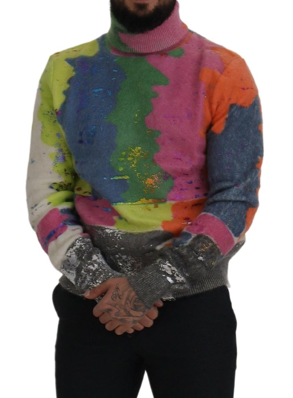 Dolce & Gabbana Multicolor Turtleneck TV Motive Sweater - ACCEXO