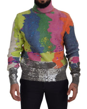 Dolce & Gabbana Multicolor Turtleneck TV Motive Sweater - ACCEXO