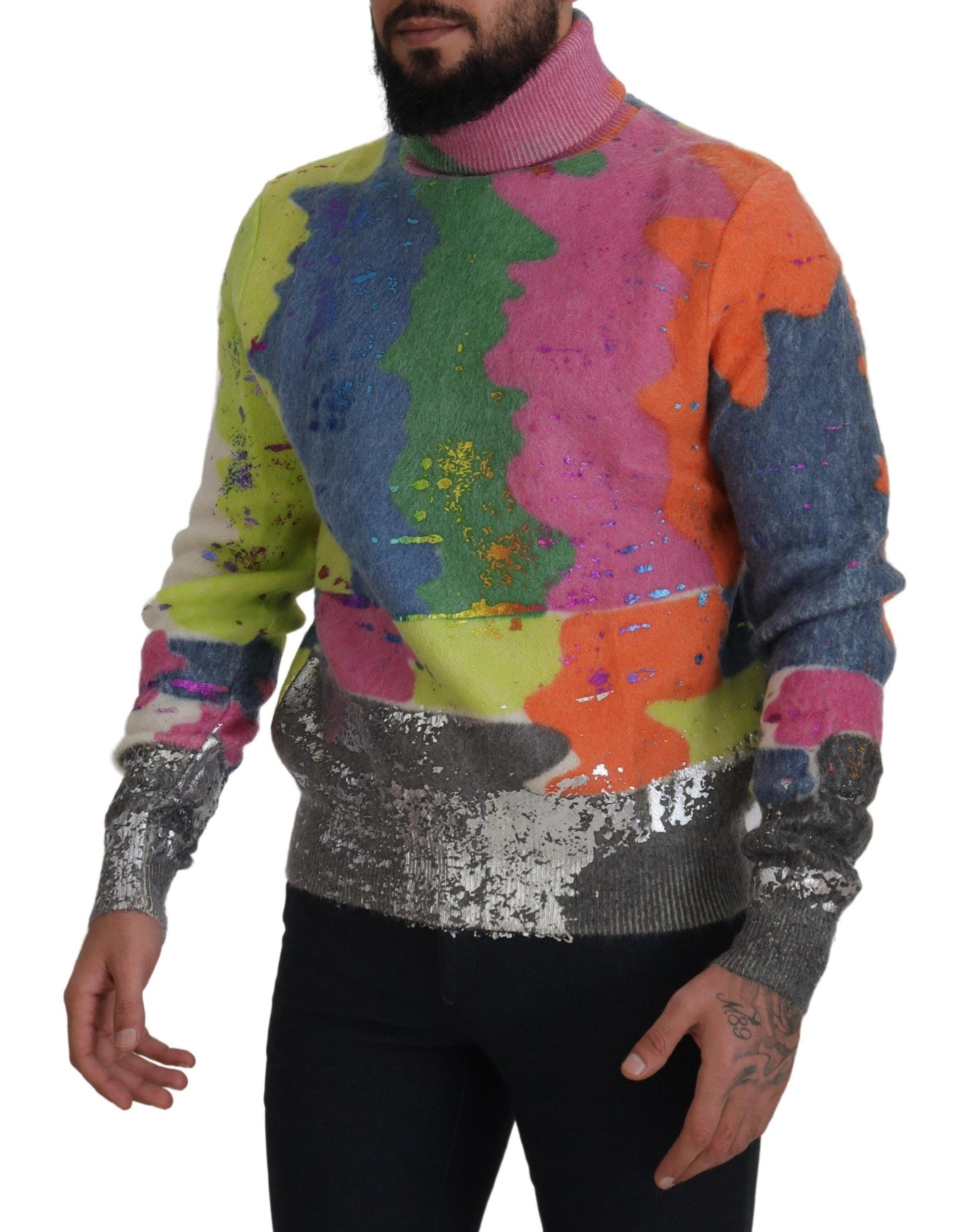 Dolce & Gabbana Multicolor Turtleneck TV Motive Sweater - ACCEXO