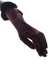 Purple Mink Fur Goatskin Suede Leather Gloves