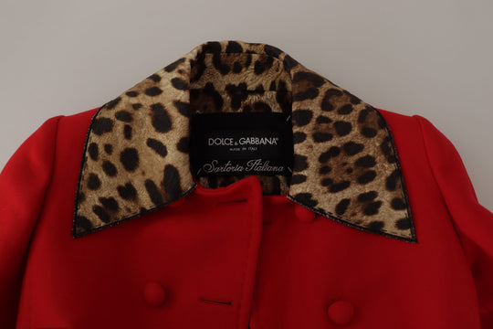 Dolce & Gabbana Elegant Red Leopard Trench Coat