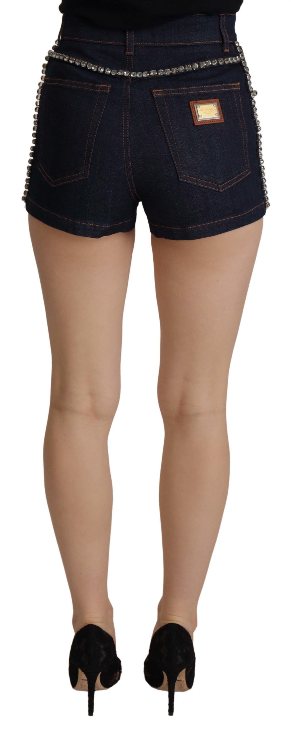 Dolce & Gabbana Chic High Waist Hot Pants Shorts with Crystal Detailing - ACCEXO