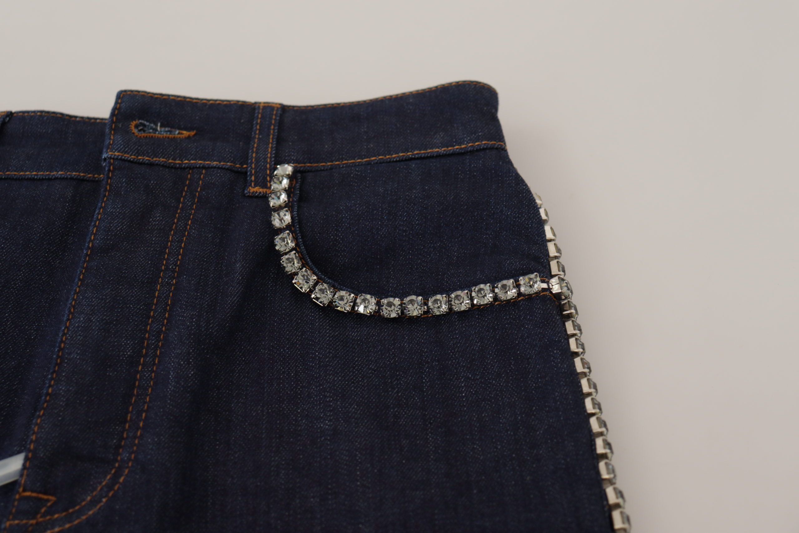 Dolce & Gabbana Chic High Waist Hot Pants Shorts with Crystal Detailing - ACCEXO