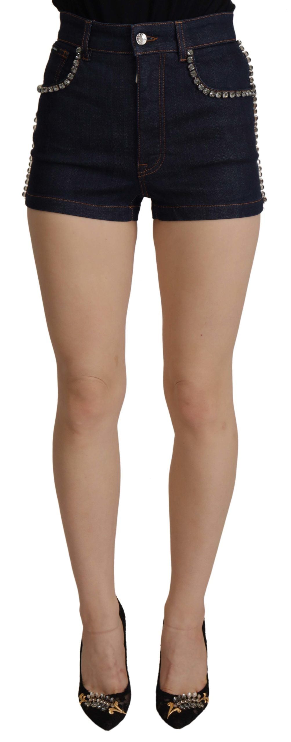Dolce & Gabbana Chic High Waist Hot Pants Shorts with Crystal Detailing - ACCEXO