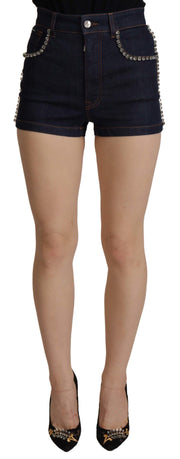 Dolce & Gabbana Chic High Waist Hot Pants Shorts with Crystal Detailing - ACCEXO