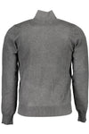 U.S. Grand Polo Elegant Gray Long-Sleeved Zip Cardigan