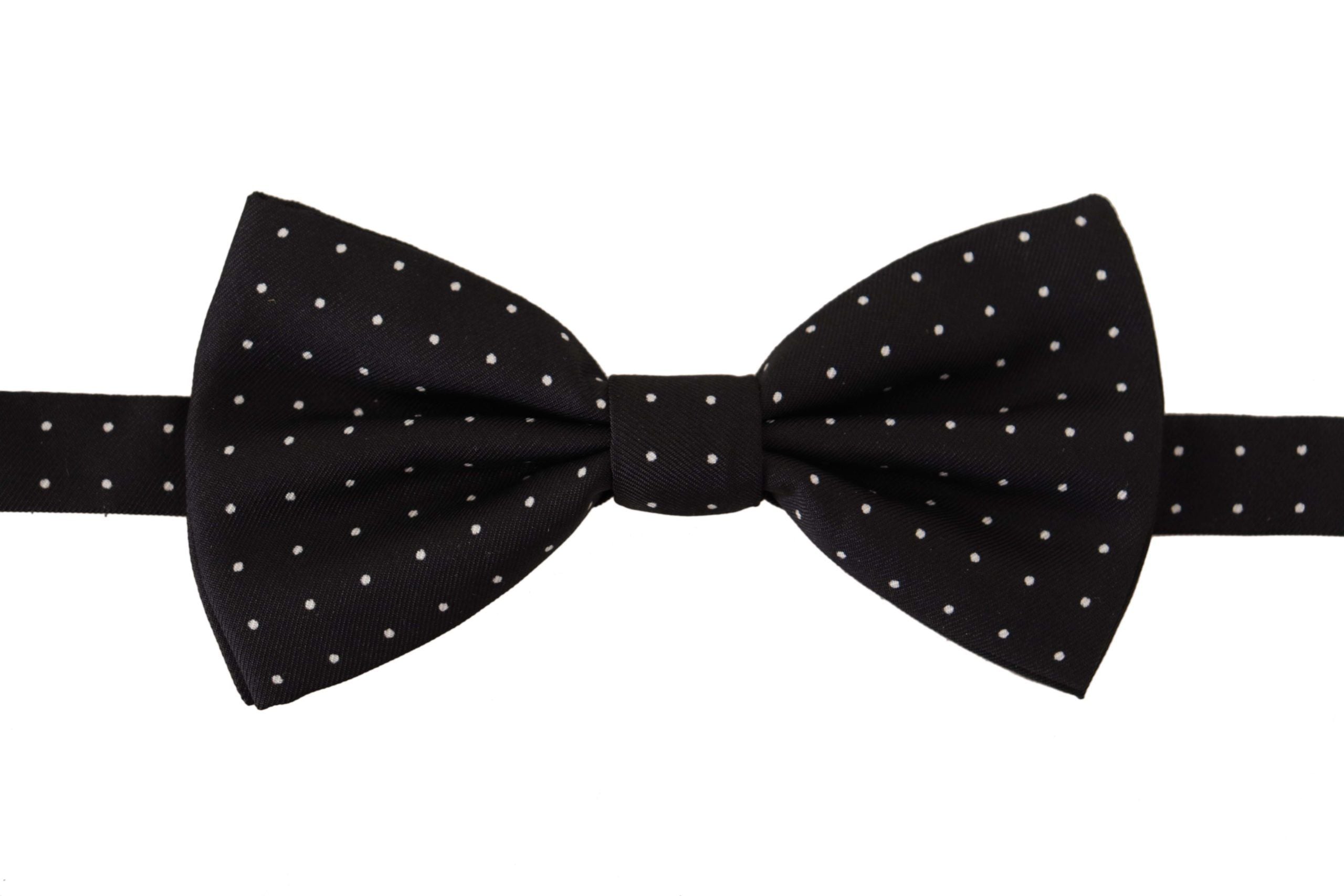 Dolce & Gabbana Elegant Black Polka Dot Silk Bow Tie - ACCEXO