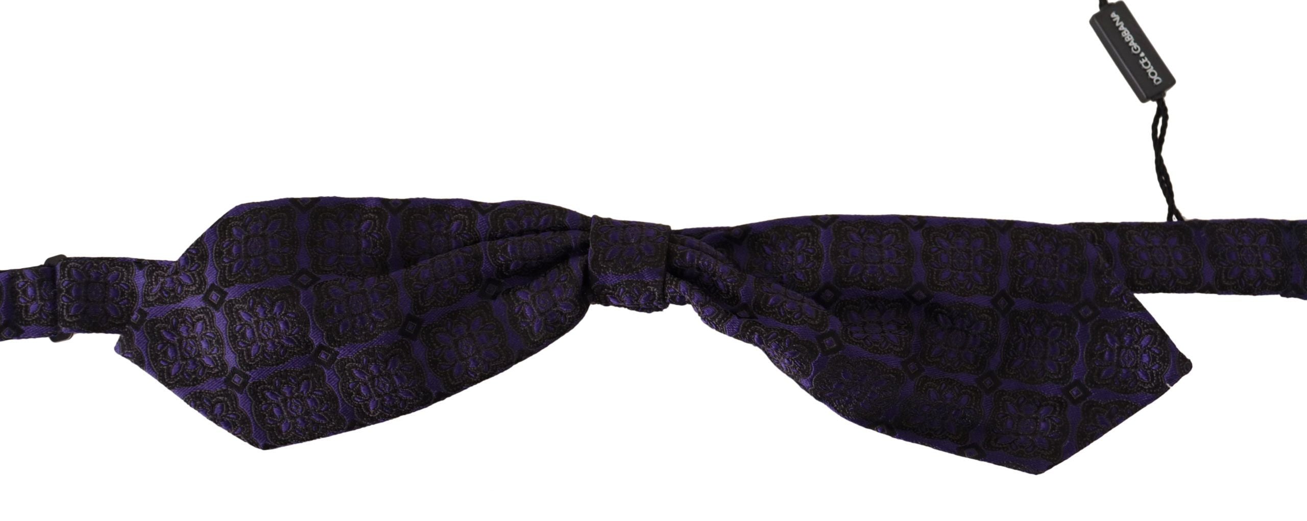 Dolce & Gabbana Elegant Blue Geometric Silk Bow Tie - ACCEXO