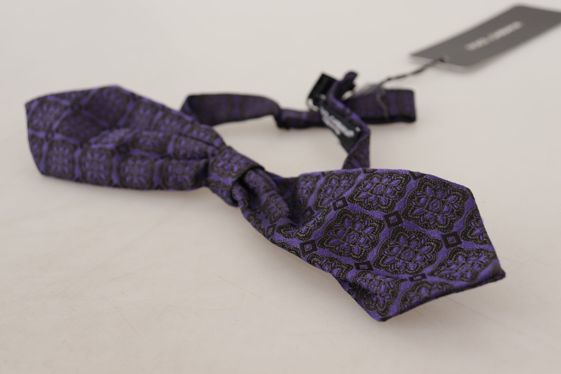 Dolce & Gabbana Elegant Blue Geometric Silk Bow Tie - ACCEXO