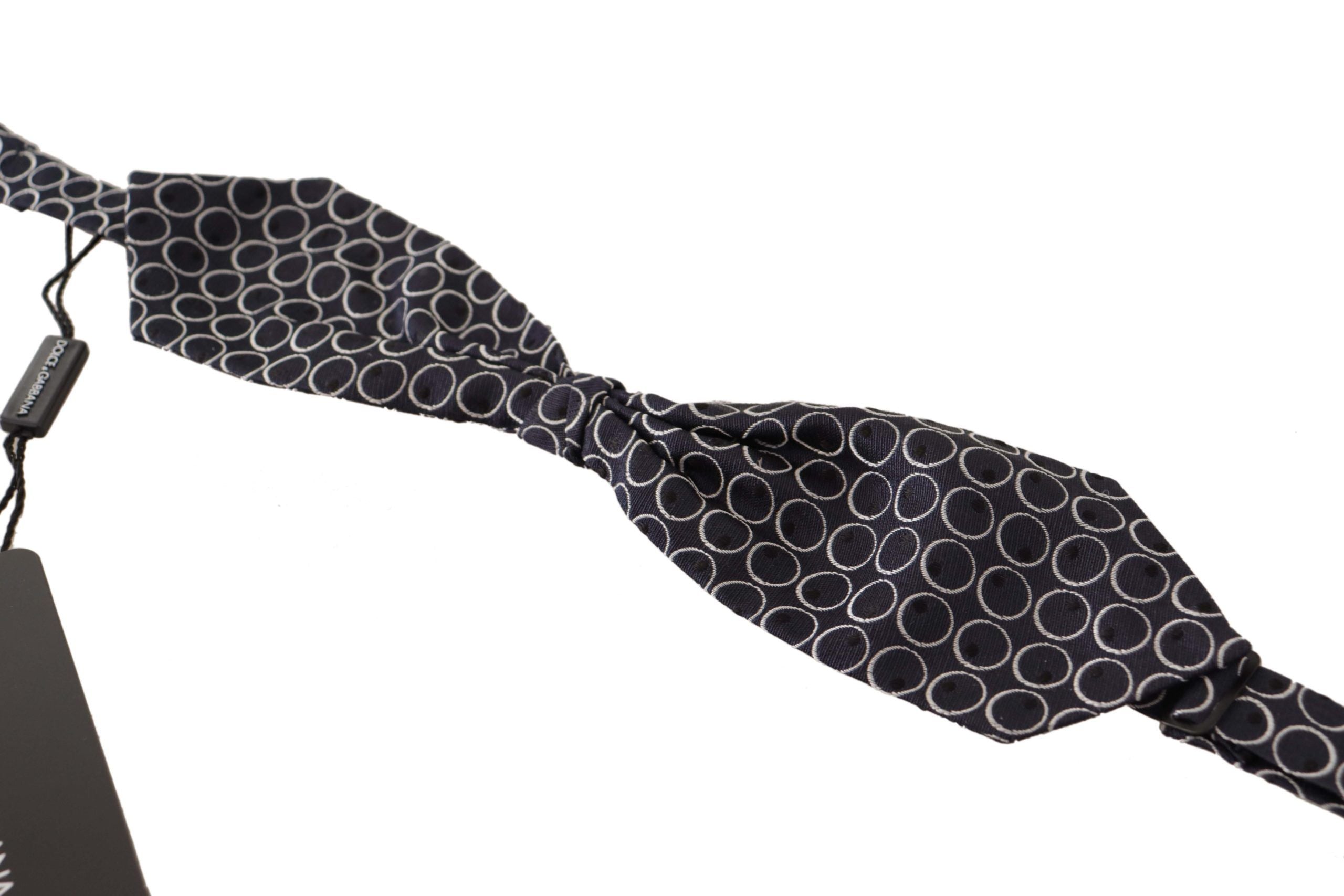 Dolce & Gabbana Elegant Black and White Silk Bow Tie - ACCEXO