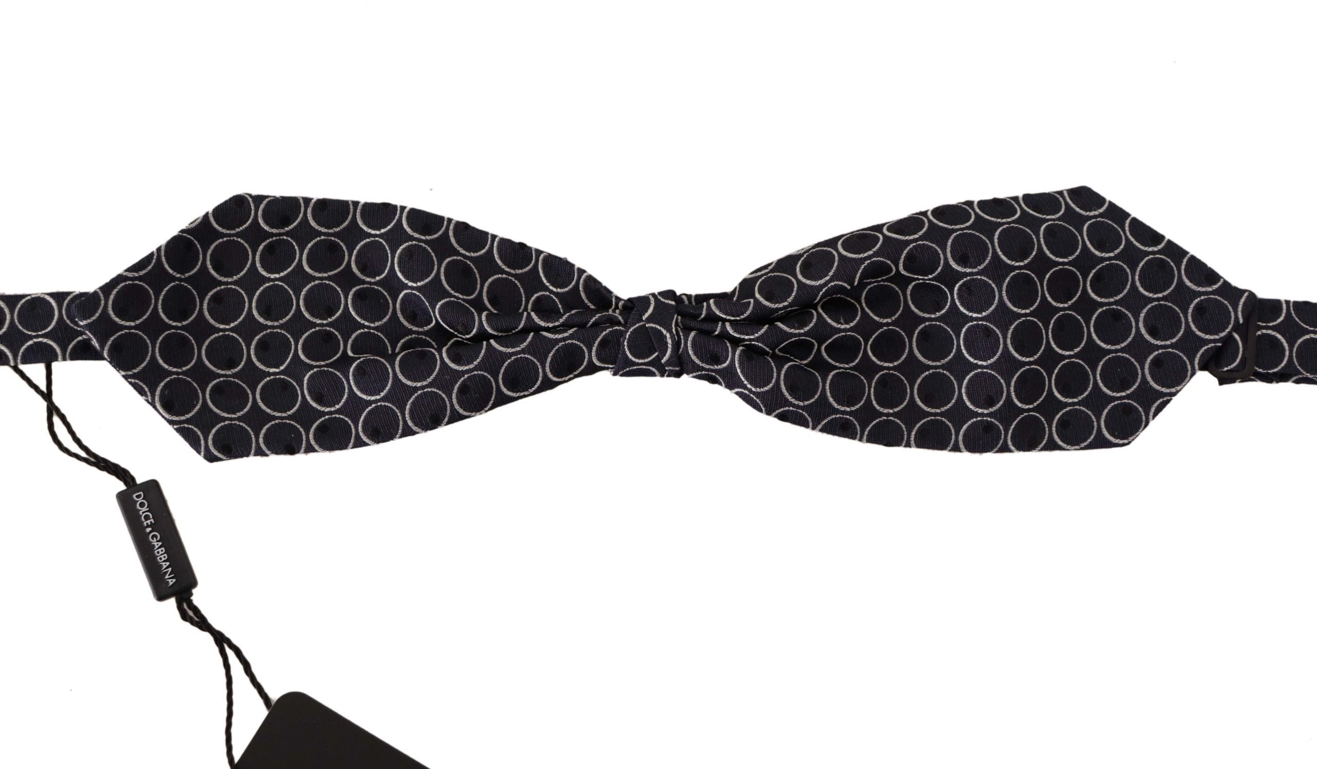 Dolce & Gabbana Elegant Black and White Silk Bow Tie - ACCEXO