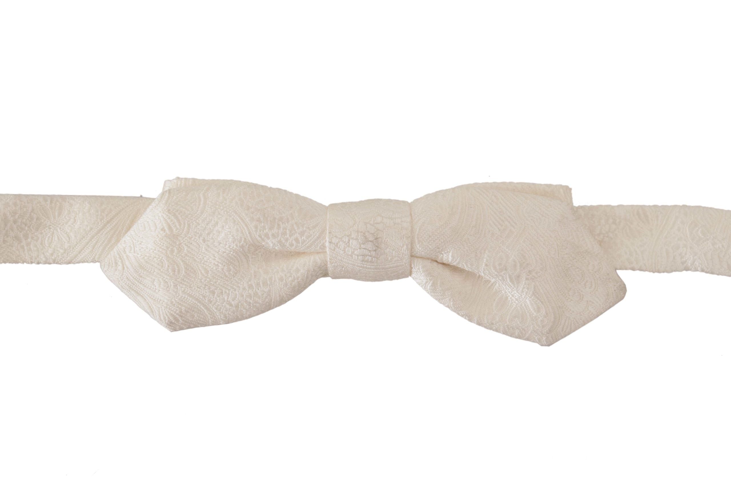 Dolce & Gabbana Elegant White Silk Bow Tie - ACCEXO