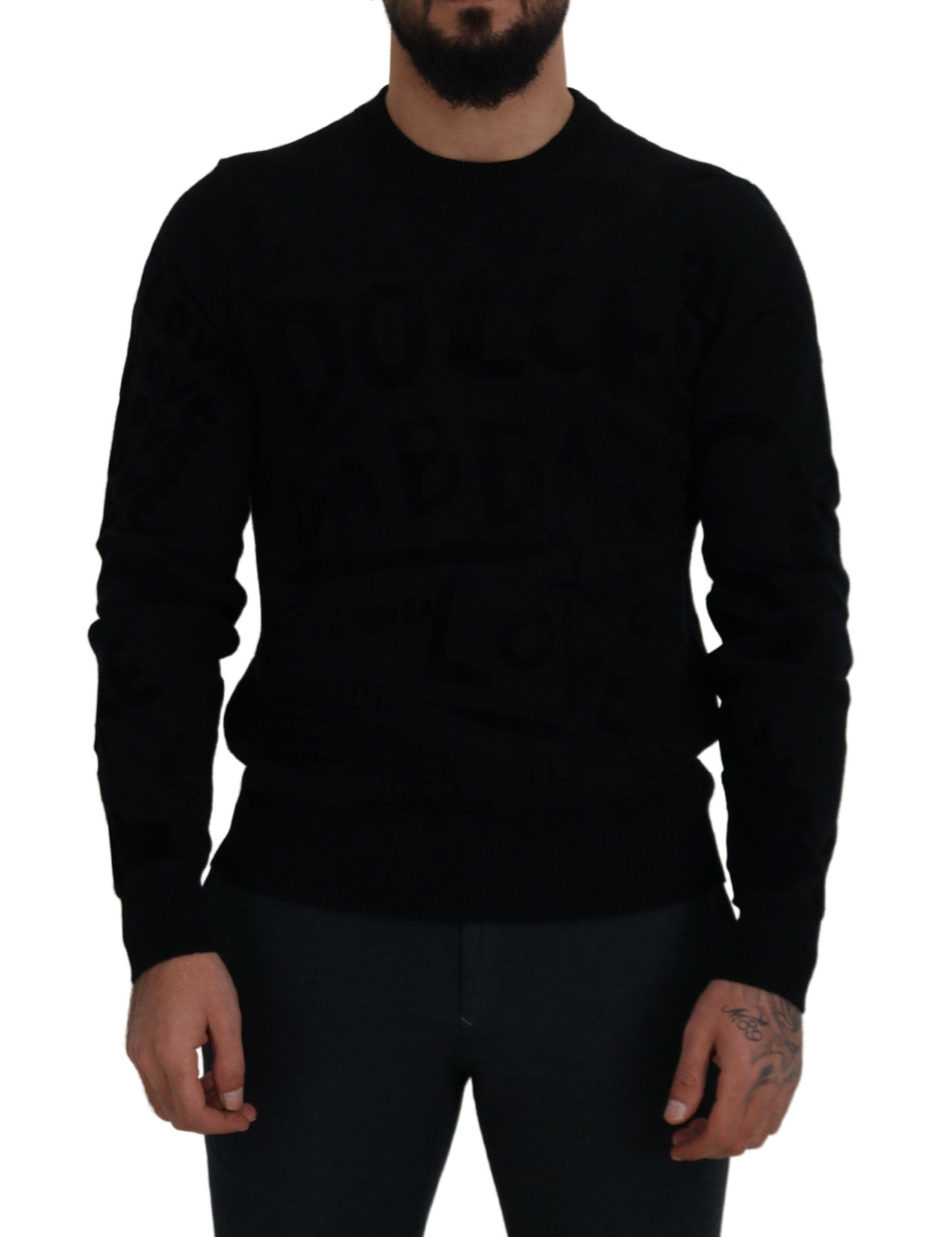 Dolce & Gabbana Elegant Black Logo Wool Sweater - ACCEXO