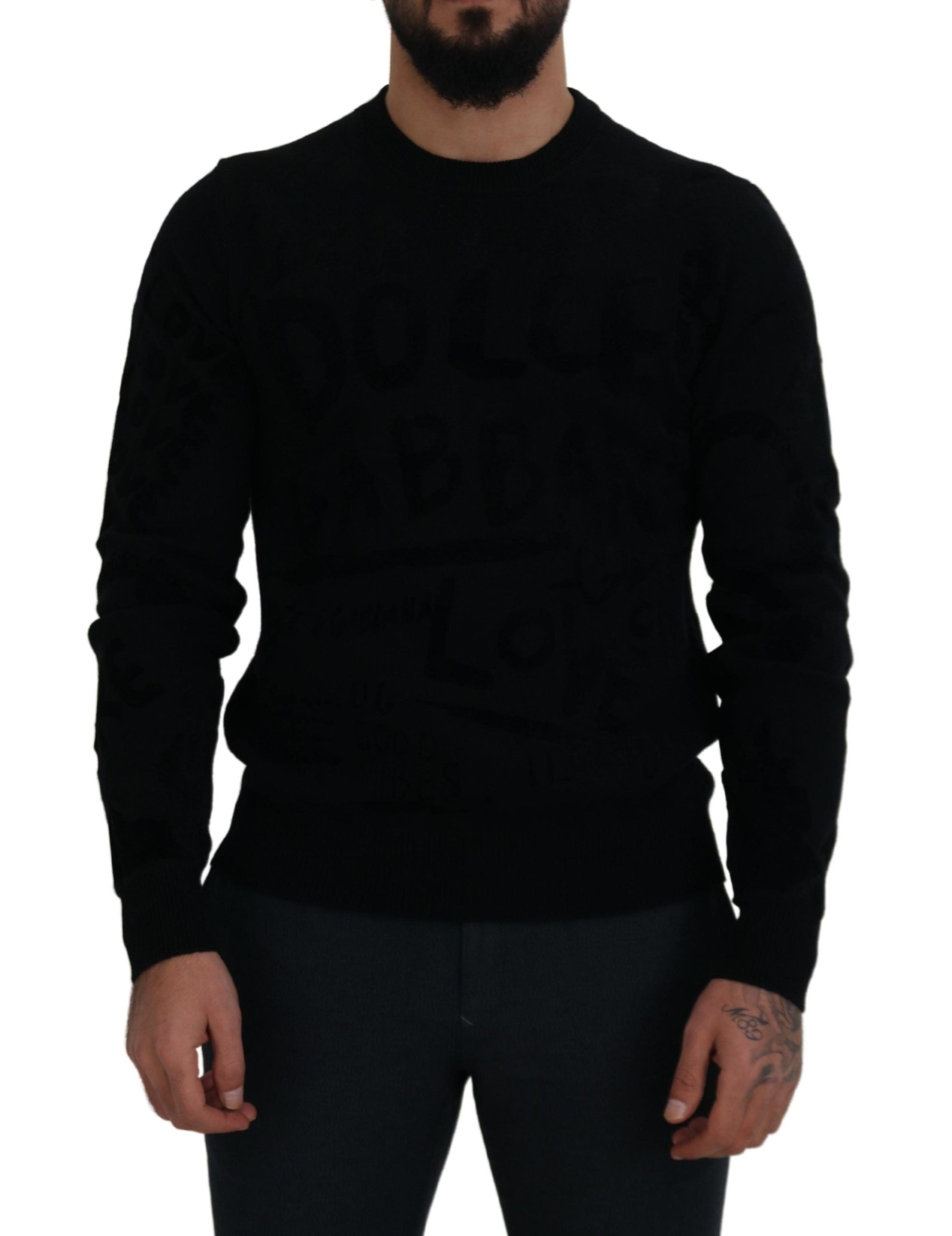 Dolce & Gabbana Elegant Black Logo Wool Sweater - ACCEXO