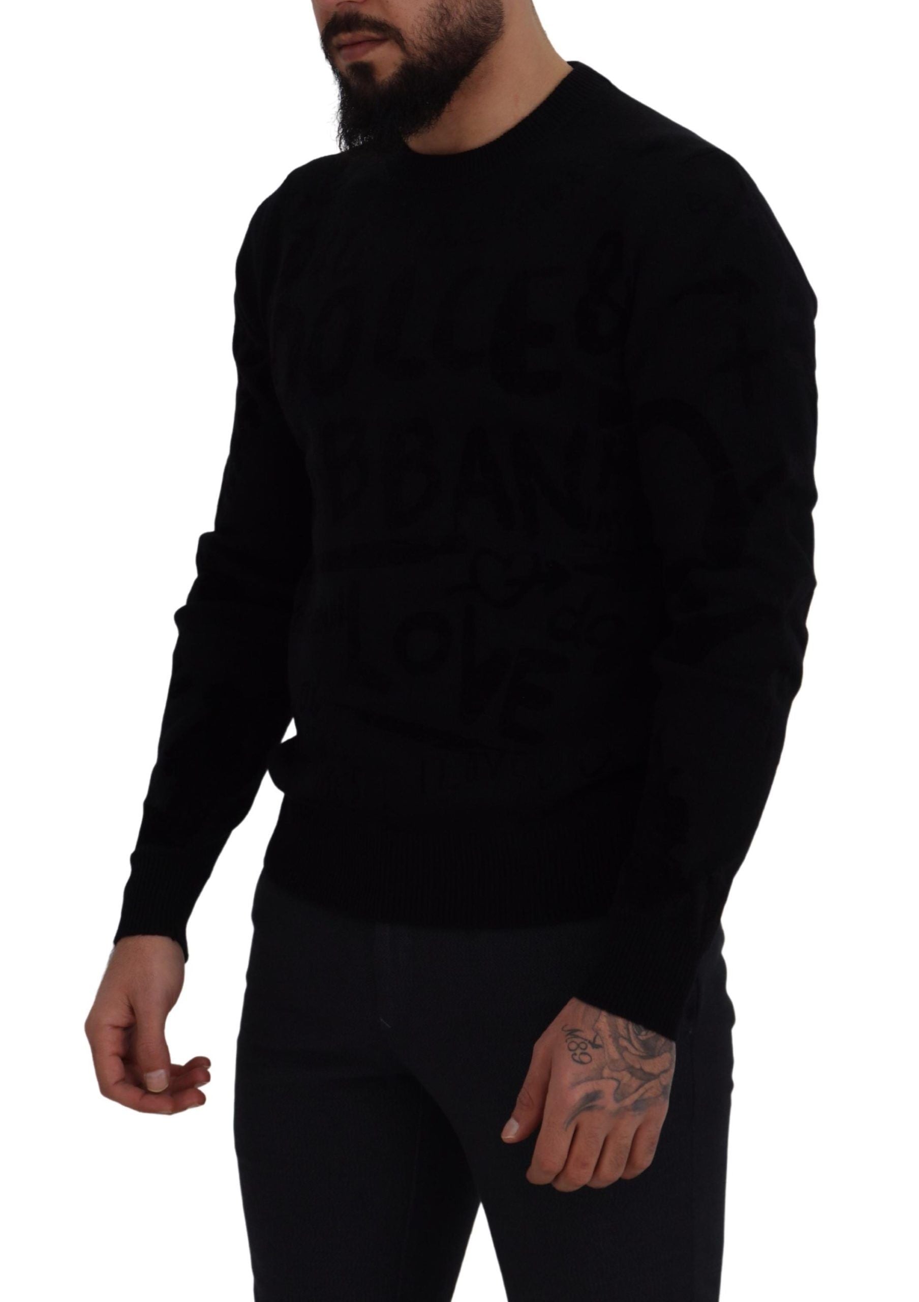Dolce & Gabbana Elegant Black Logo Wool Sweater - ACCEXO