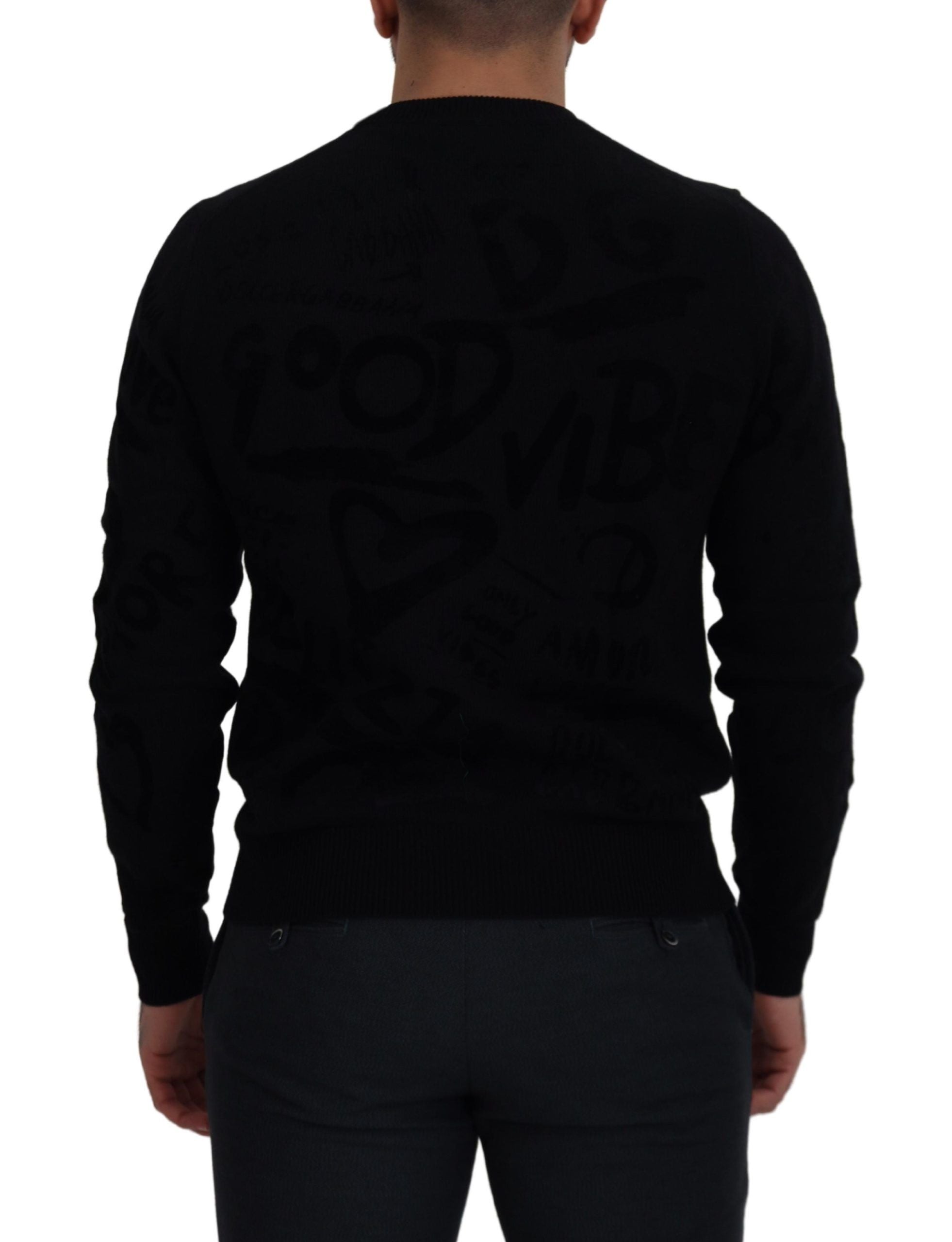 Dolce & Gabbana Elegant Black Logo Wool Sweater - ACCEXO