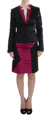 Chic Black and Pink Skirt Suit Ensemble