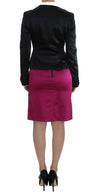 Exte Chic Black and Pink Skirt Suit Ensemble