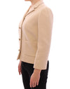 Beige Wool Pearl Button Jacket Blazer Coat