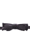 Gray Black Wool Silk Bow Tie