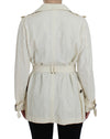 Elegant White Wrap Trench Jacket