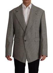 Dolce & Gabbana Elegant Gray Checkered Wool Blazer - ACCEXO