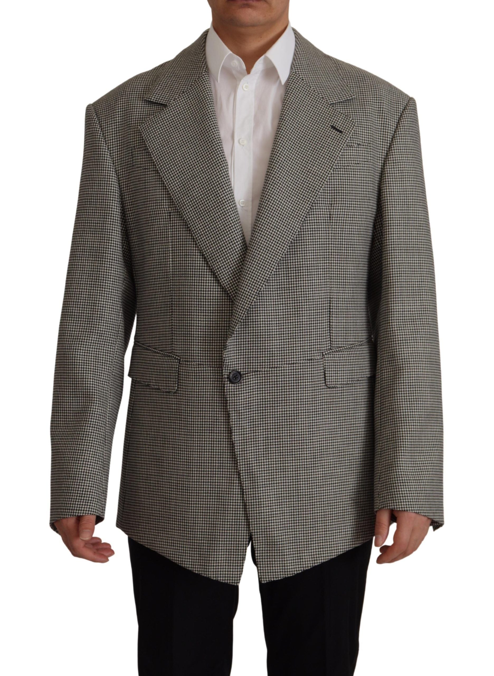 Dolce & Gabbana Elegant Gray Checkered Wool Blazer - ACCEXO