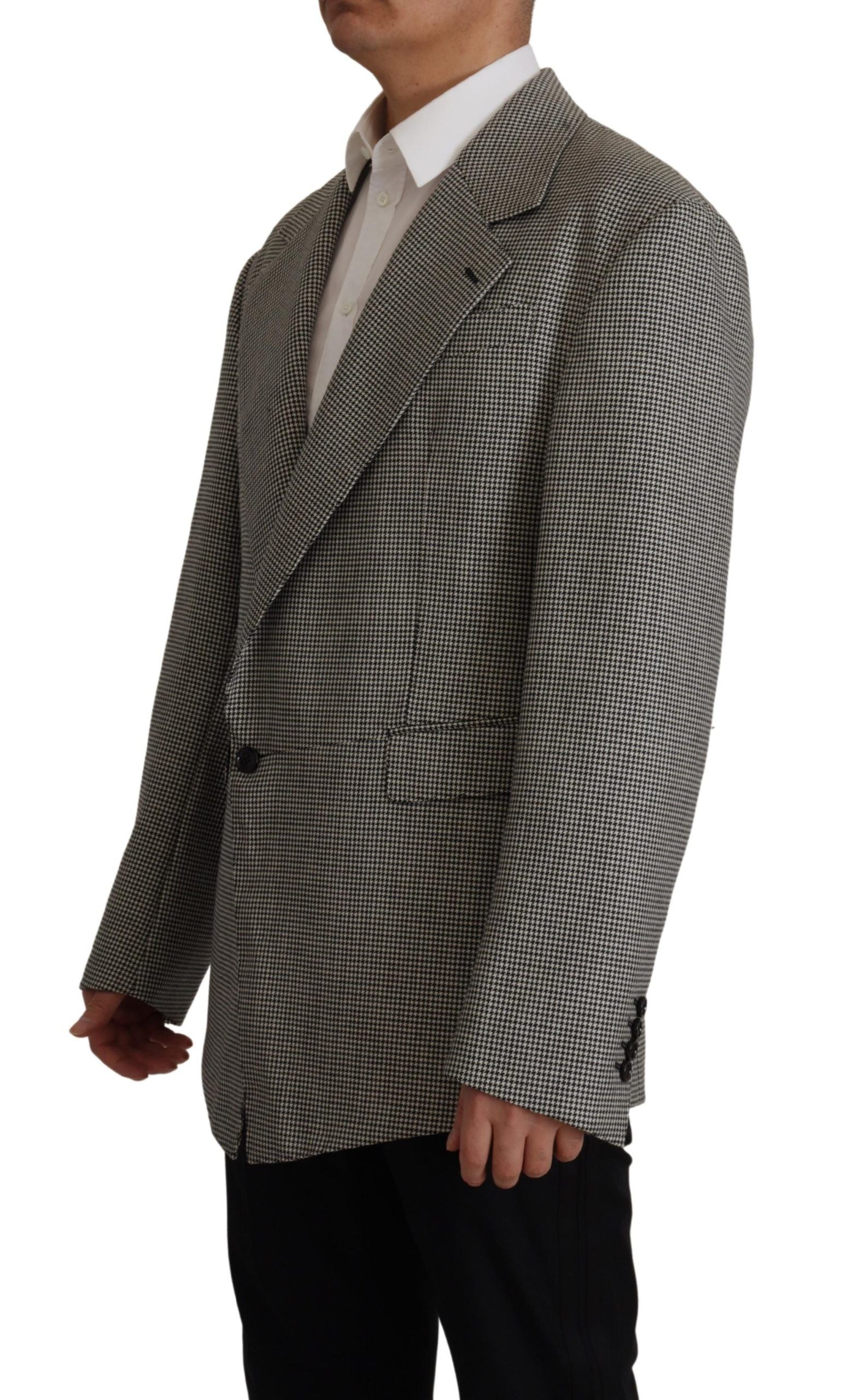 Dolce & Gabbana Elegant Gray Checkered Wool Blazer - ACCEXO